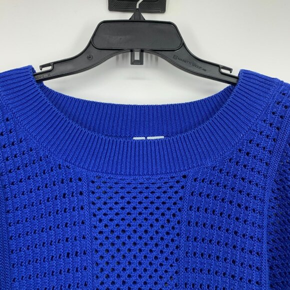 Anthropologie Moth Reese Sweater Blue Wide Sleeve Open Knit - Picture 3 of 10